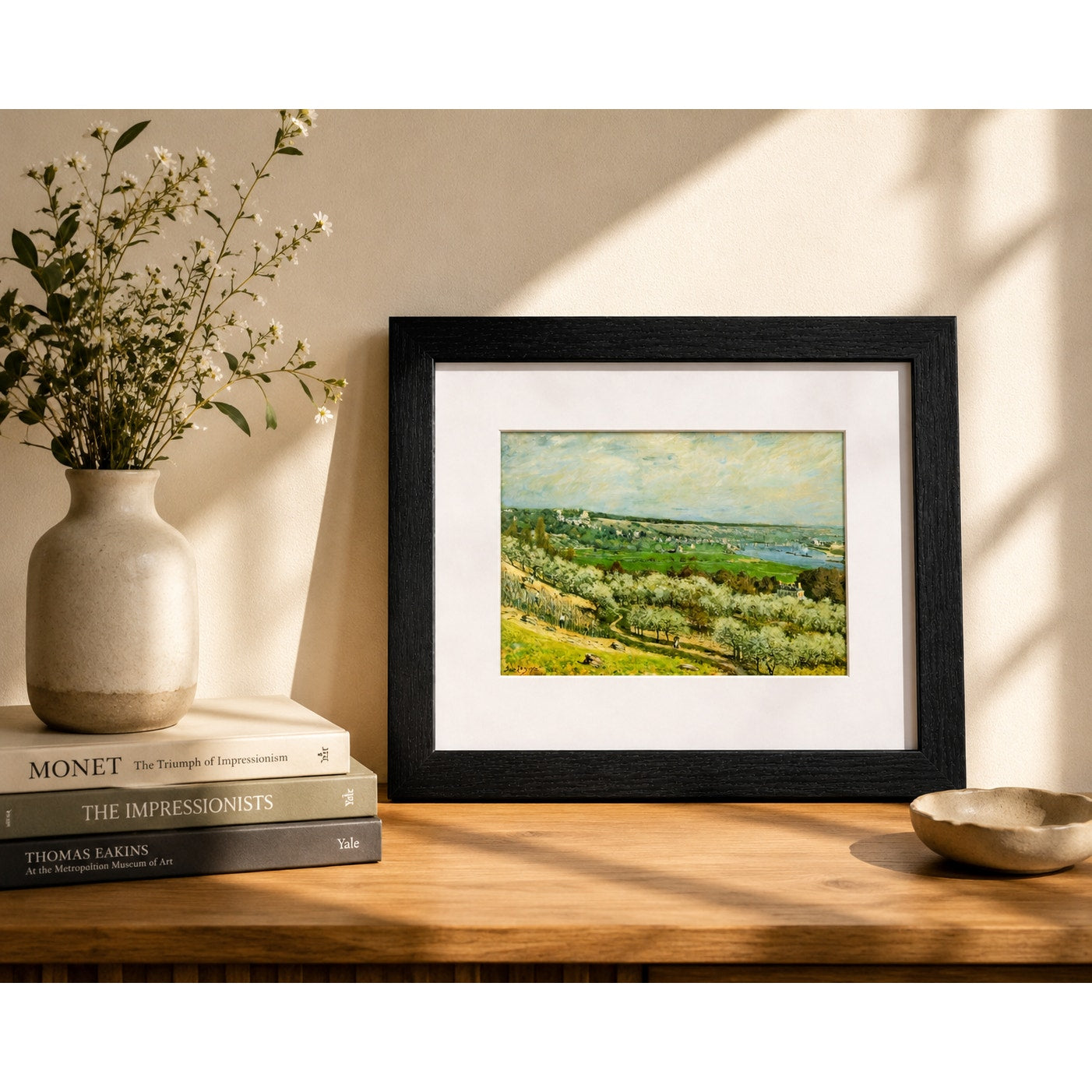 Terrace at Saint-Germain, Spring by Sisley | Impressionist Seine Framed Print