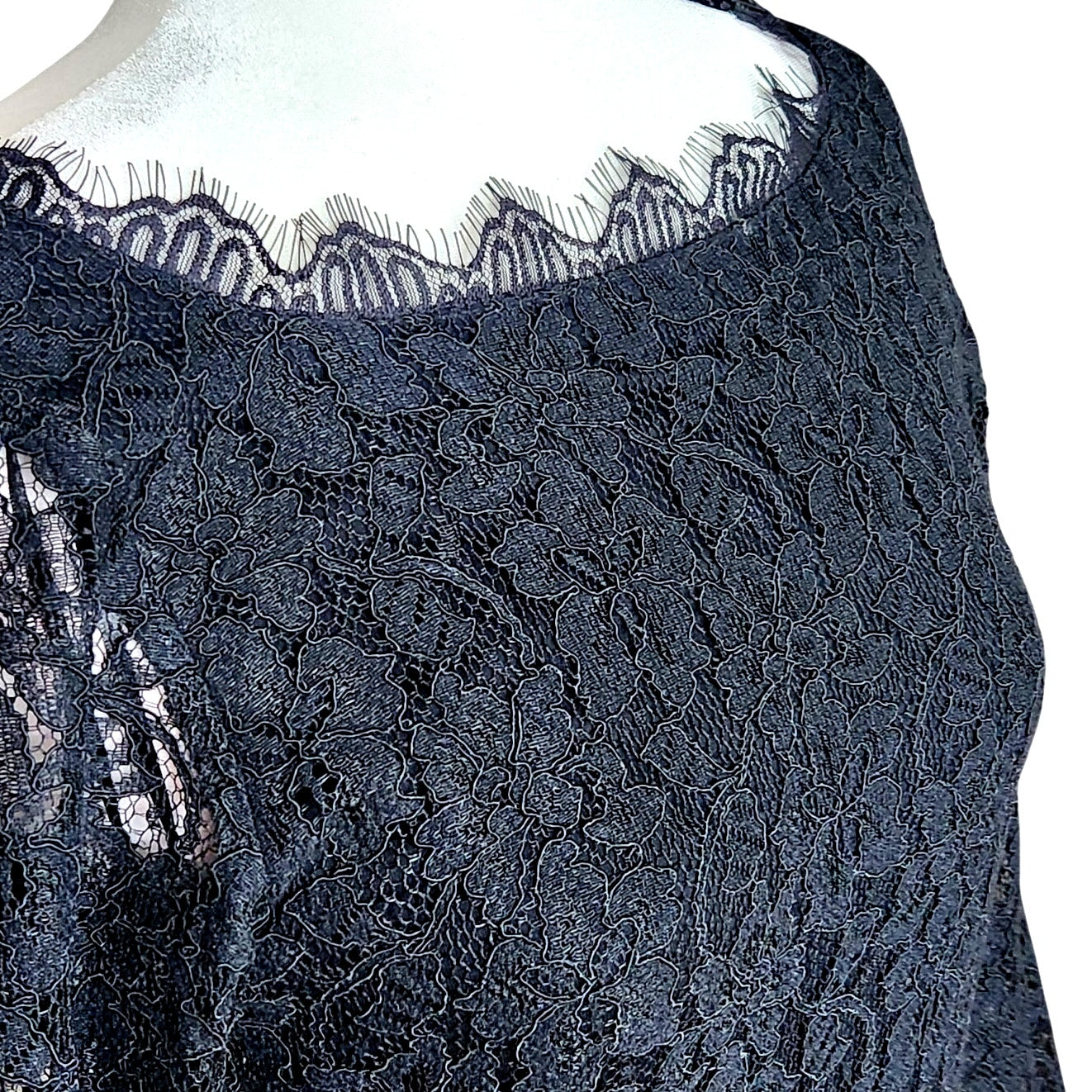 Zarita Black Lace 3/4 Sleeve Dress | Women's 6 | Made in USA