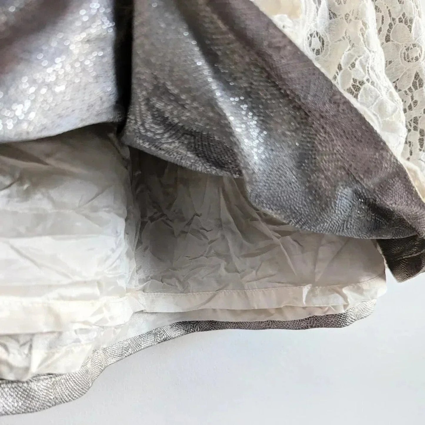 Brooks Brothers Red Fleece Girls Ivory Lace Metallic Adjustable Skirt | Size 12