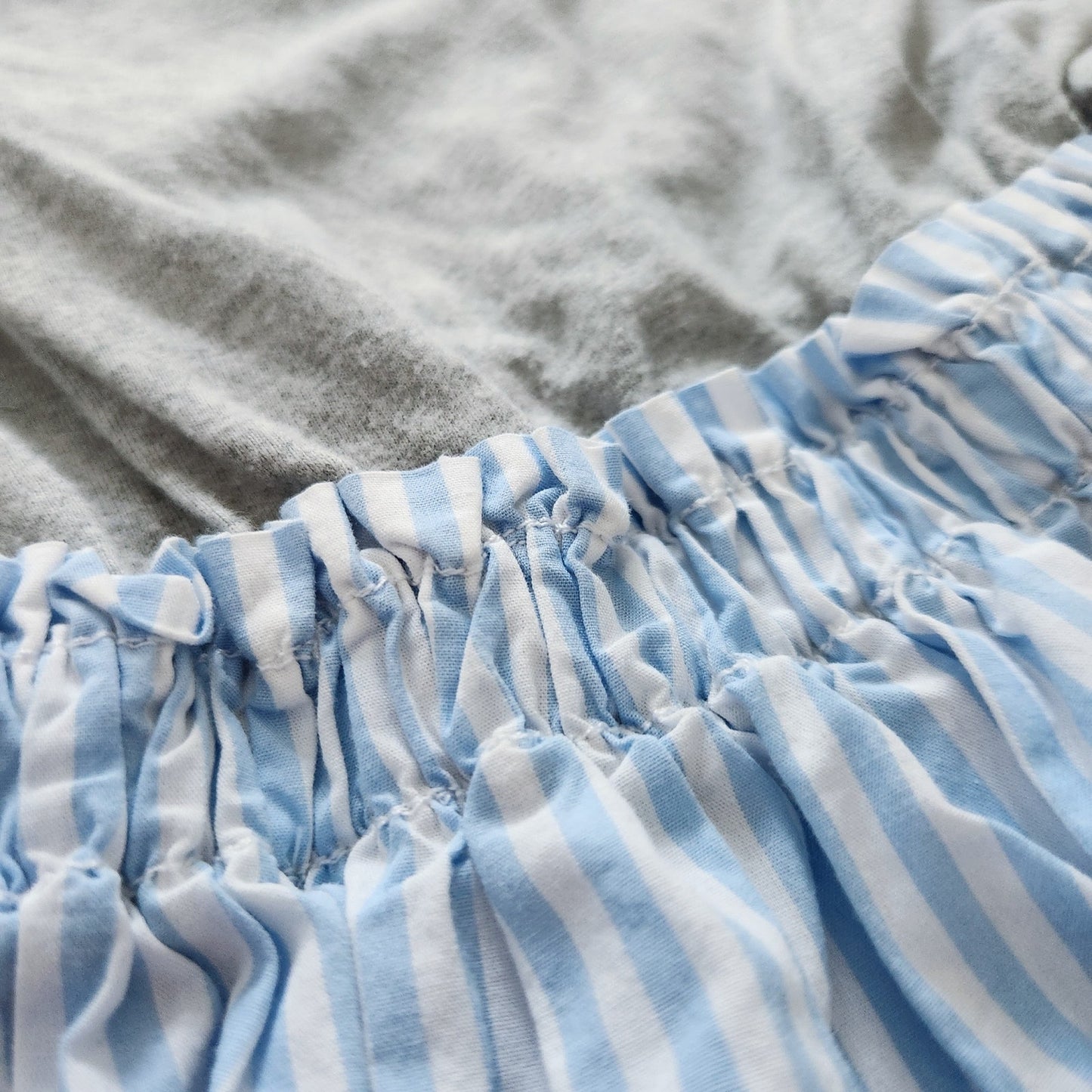 J.Crew Crewcuts Girls Gray Jersey & Blue Striped Flutter Sleeve Dress Size 4