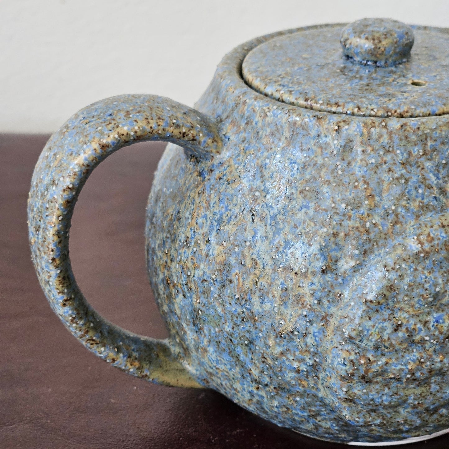Vintage Owl Teapot Set with 2 Cups – 1970s Japanese Stoneware – Speckled Blue – Otagiri Style
