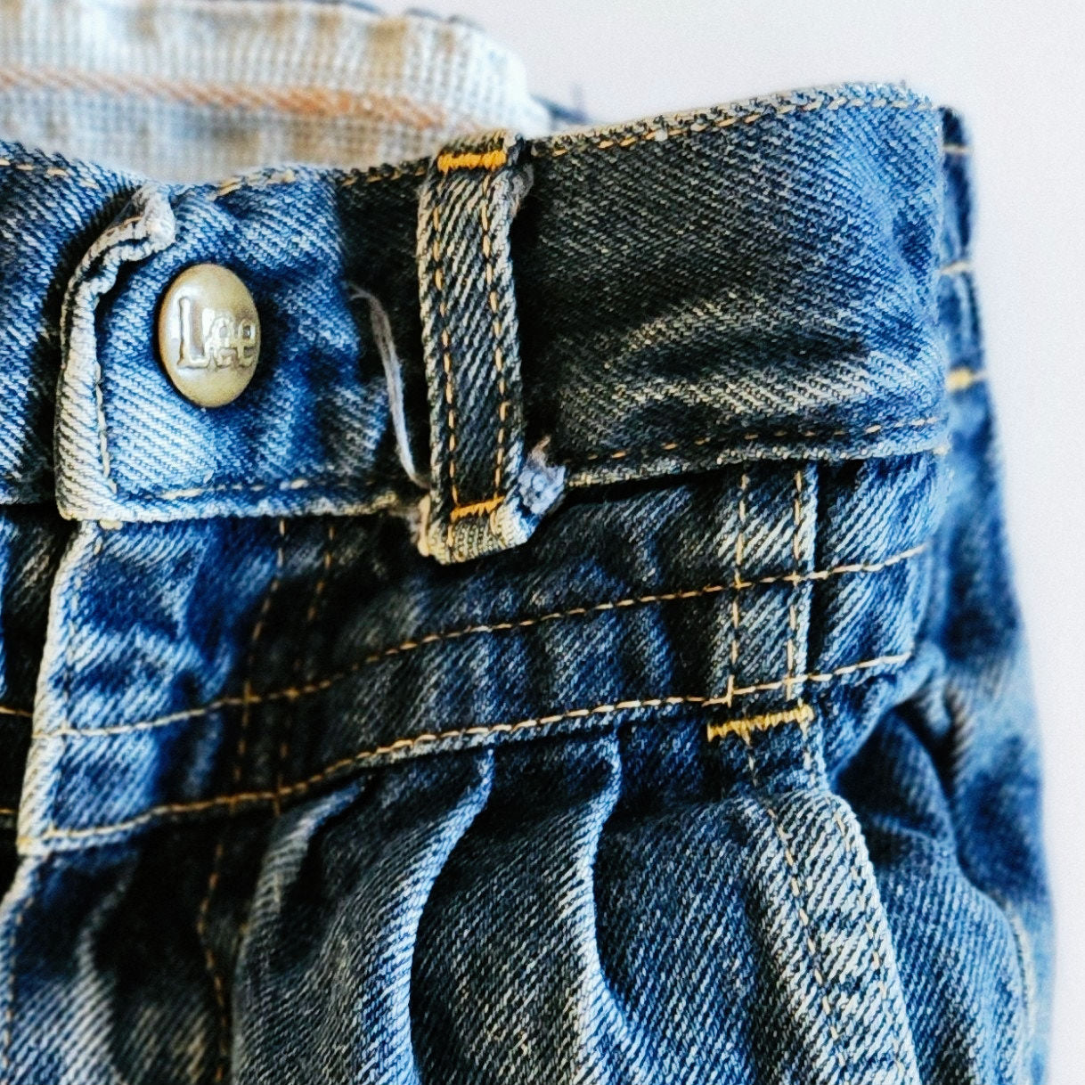 Vintage Lee 1980s Girls High Waisted Pleated Retro Denim Blue Jeans | Size 4T