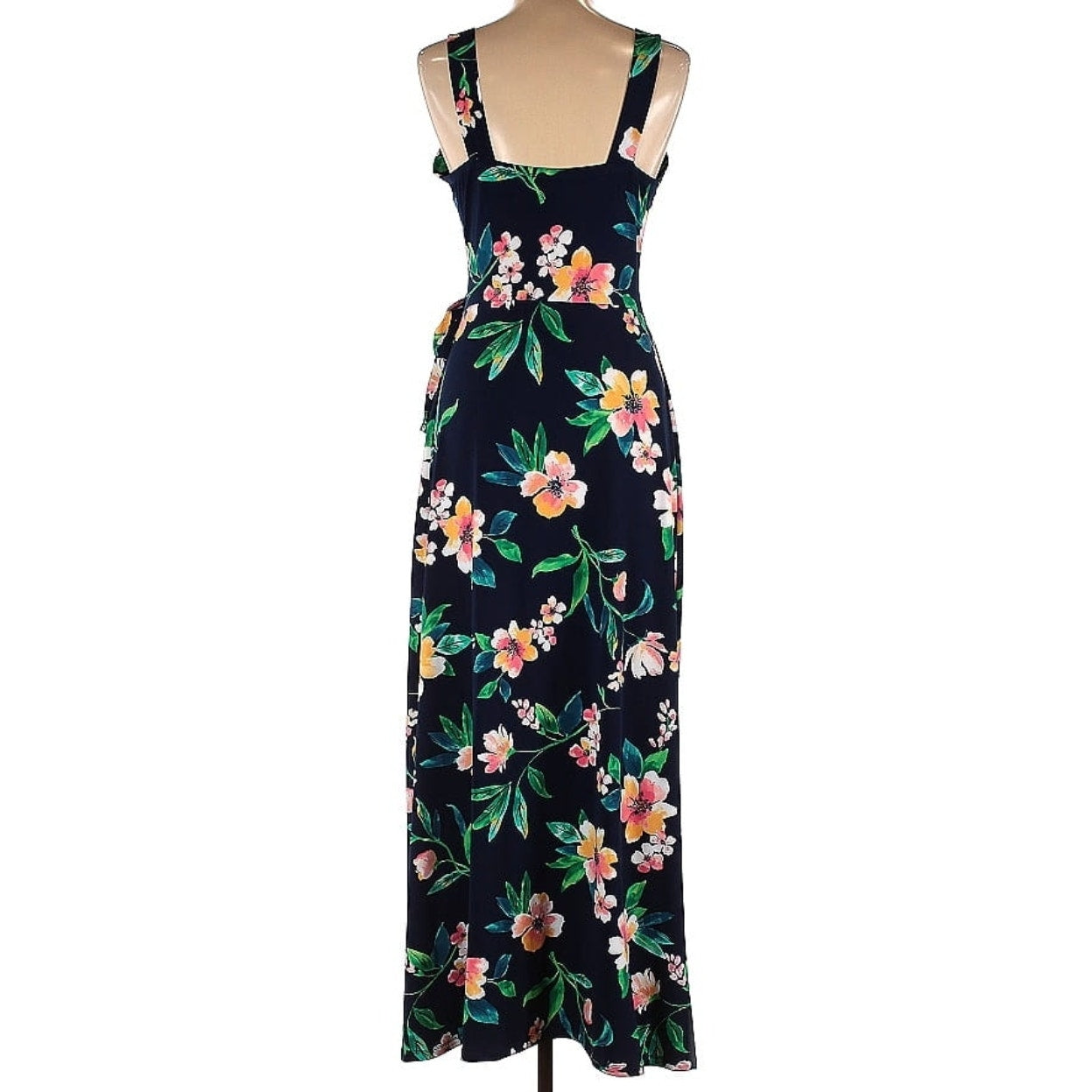 Market & Spruce Women's Sleeveless Blue Floral Hellena Wrap Maxi Dress | Size L