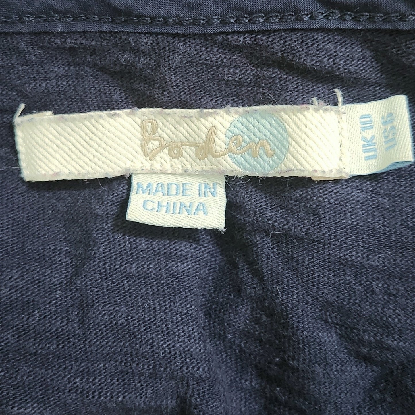 Boden Women's Blue 3/4 Sleeve Cotton Boho Embroidered Bib Tunic Top US 6 | UK 10