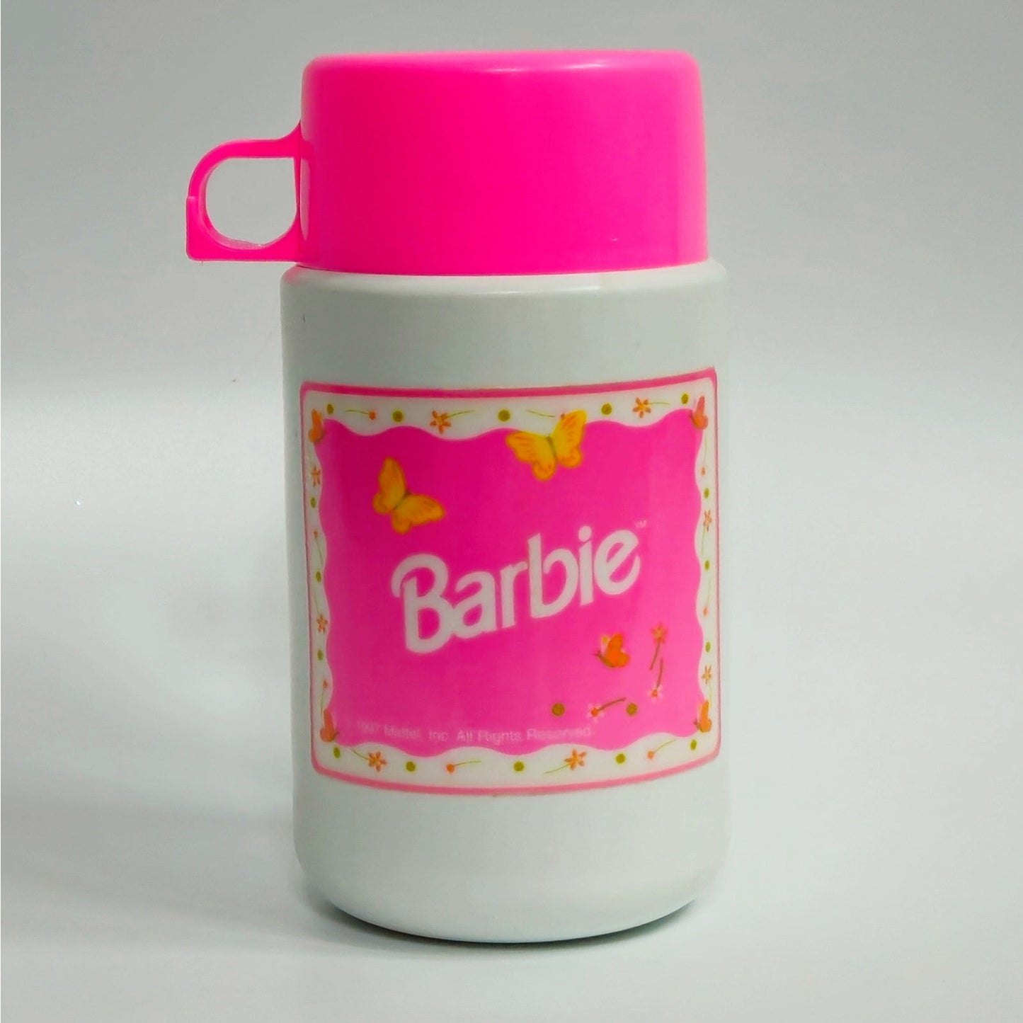 Vintage 1997 Barbie Thermos | Pink Mattell Kids Lunchbox Collectible 90s