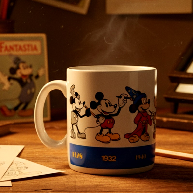 Vintage 1980s Mickey Through the Years Mug — Applause® — 1928→1990 Timeline