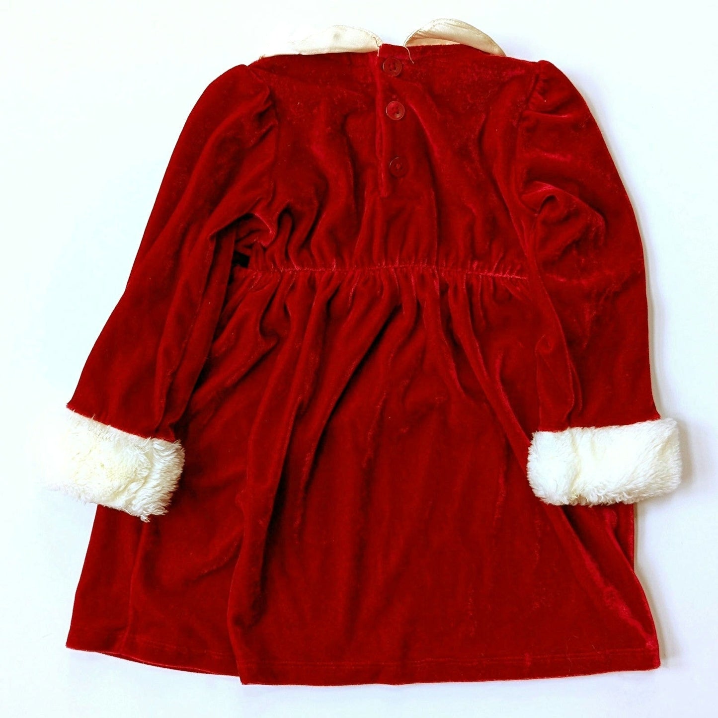 Y2K Red Velvet Christmas Holiday Dress | Faux Fur Cuffs | Baby Girls Size 24M