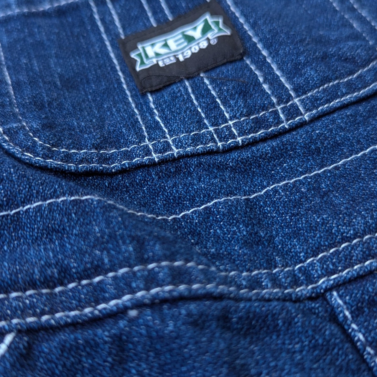 Key Infant Bib Overalls - Dark Cotton Denim - Leg Snaps | Size 18 Months