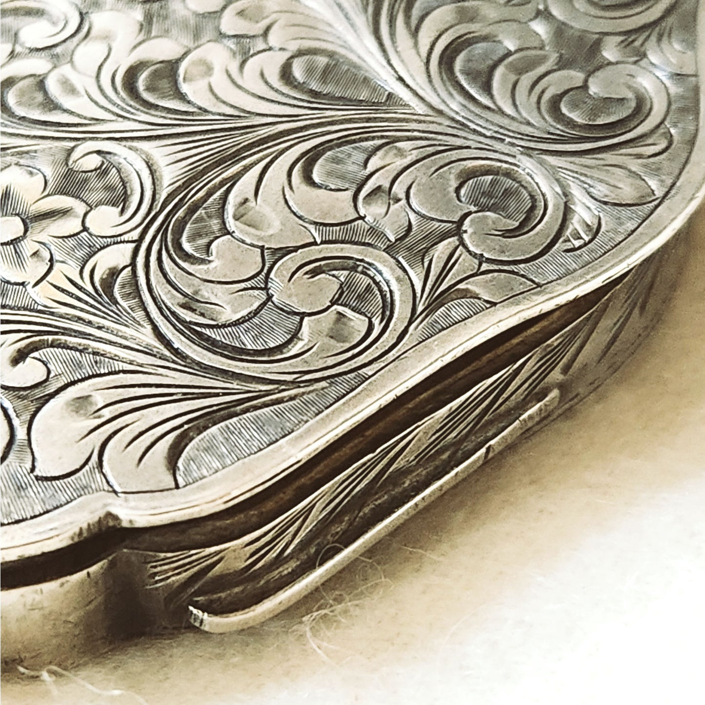 1920s Antique .800  Art Nouveau Silver Compact with Mirror