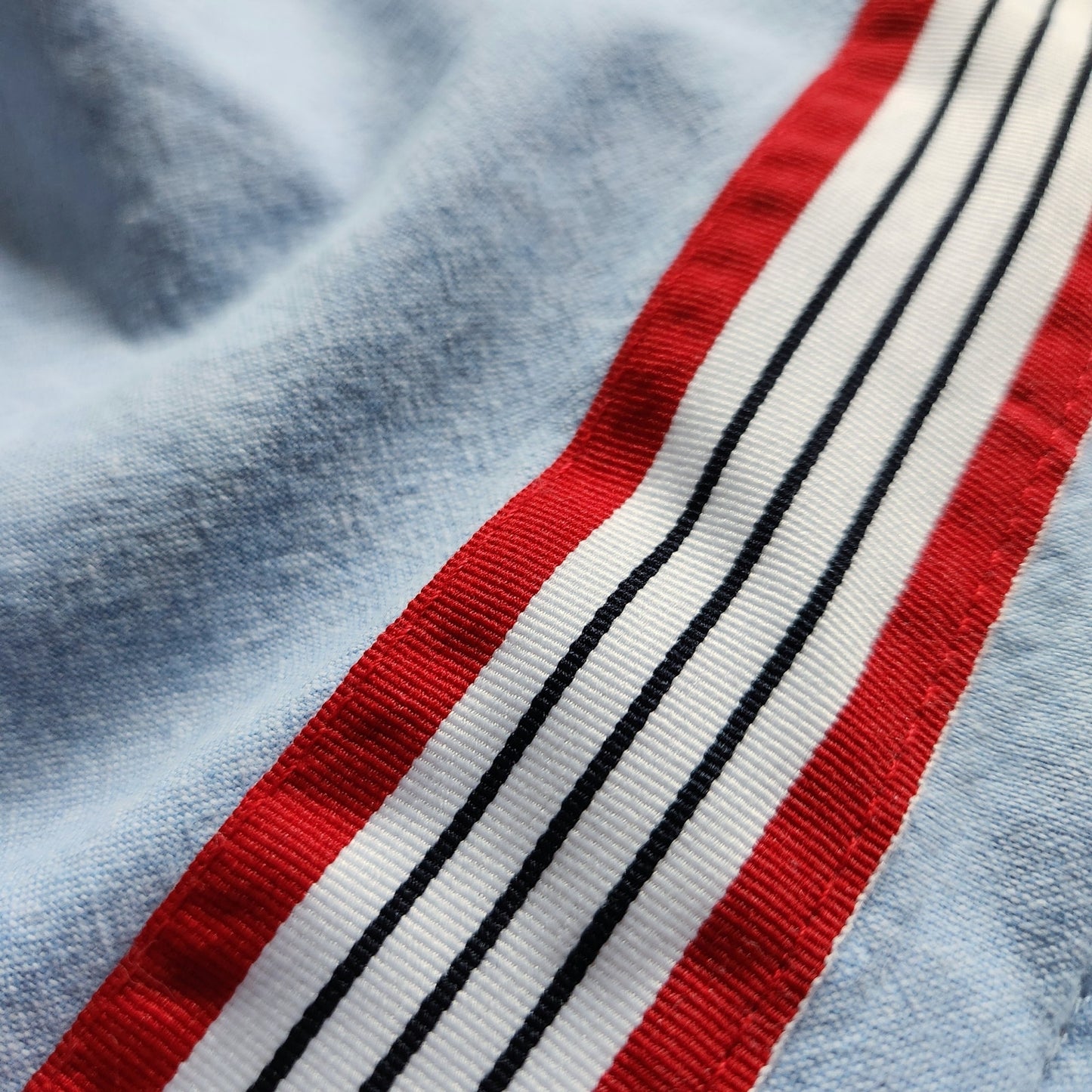 Tommy Hilfiger Chambray Red White & Blue Flutter Sleeve Dress Size 6/9 months