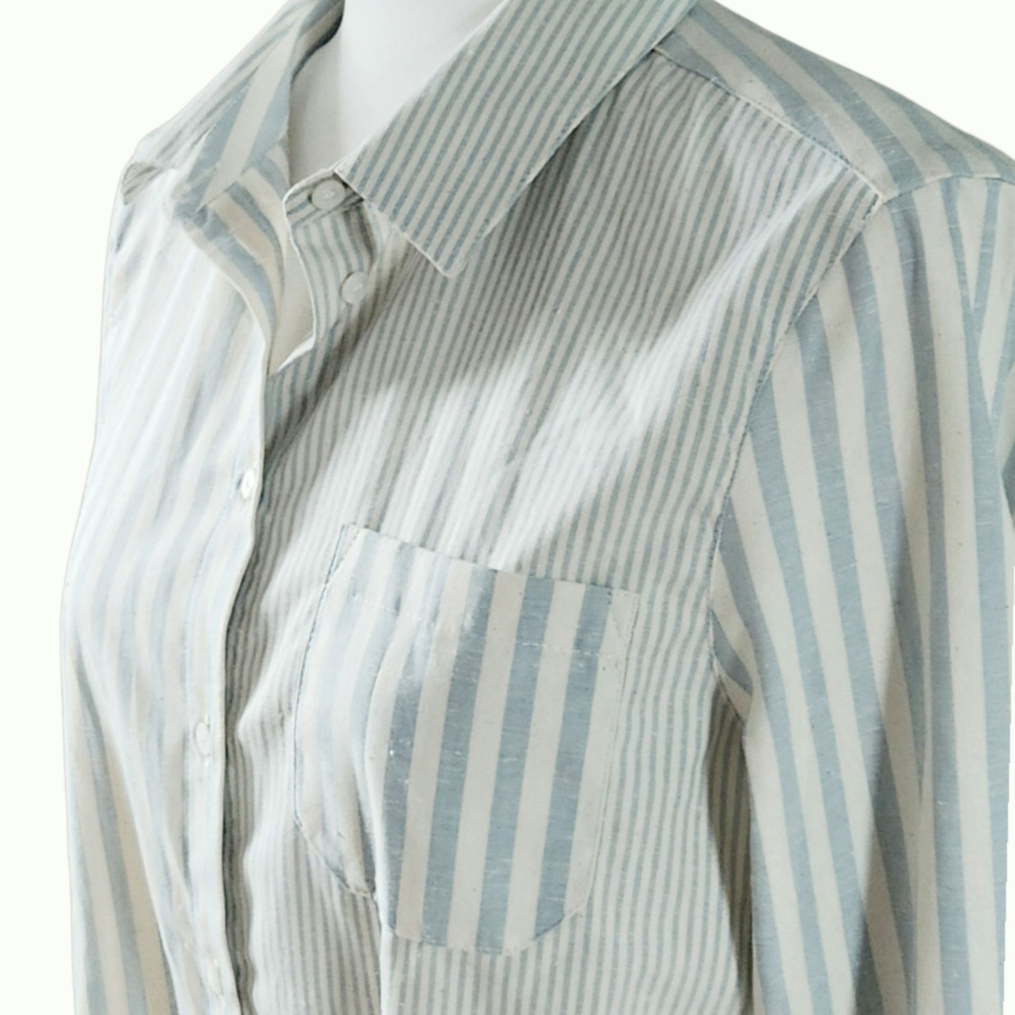 Tomboy Shirt – 100% Organic Cotton, Contrasting Blue Stripes - Women's 6 US | 38 EU