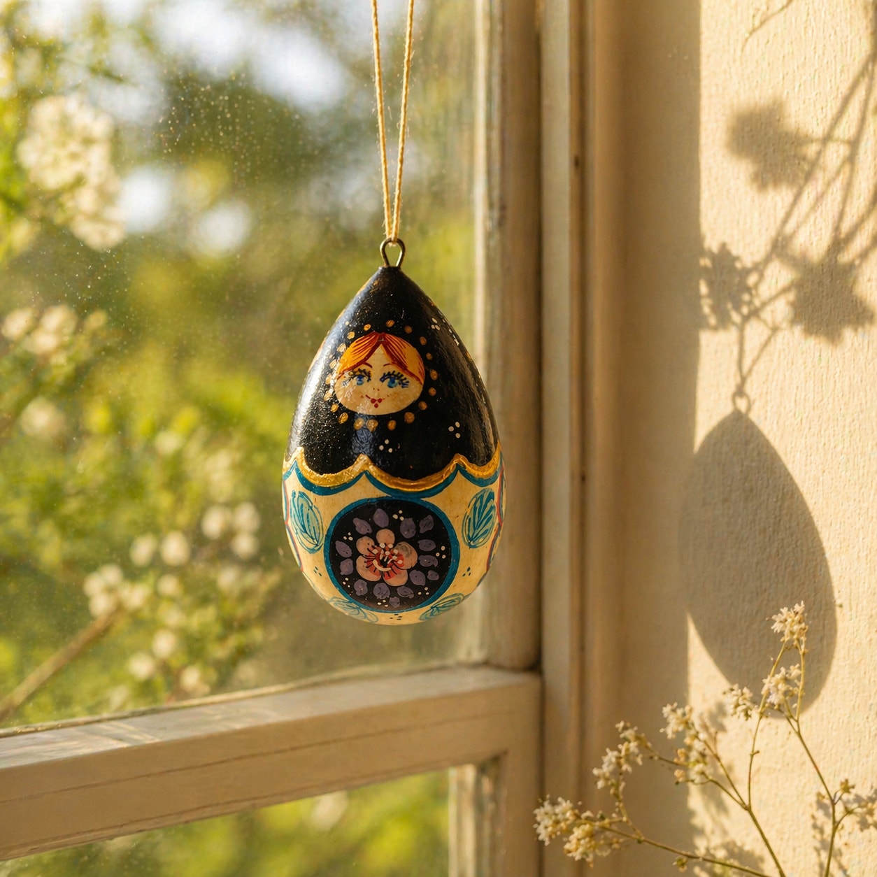 Vintage Hand Painted Russian Nesting Doll Ornament