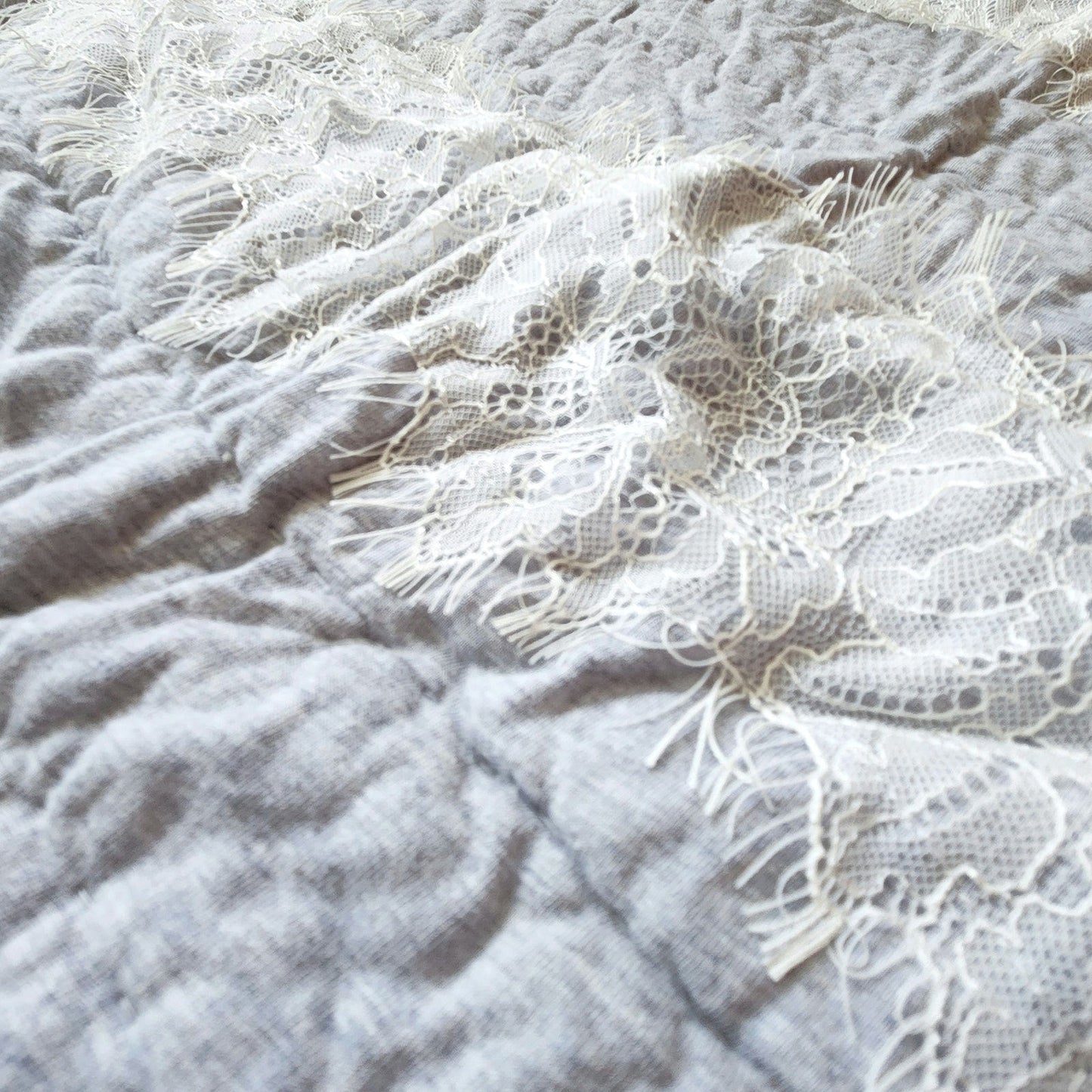 Anthropologie Gray Euro Sham Pillow Cover - Laced Jersey Collection - Discontinued Bedding