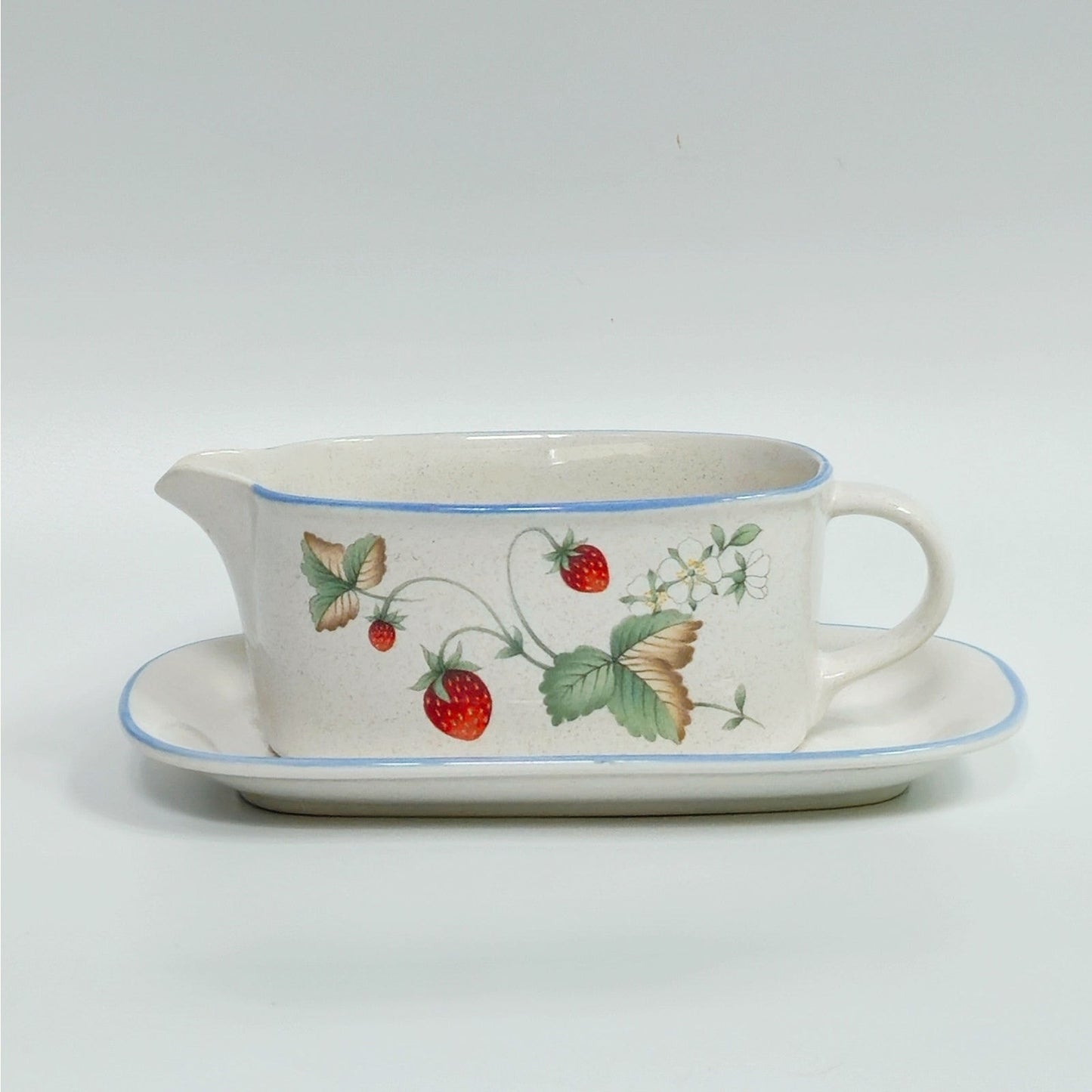 Vintage Savoir Vivre "Luscious" Gravy Boat with Underplate | 1980s Stoneware