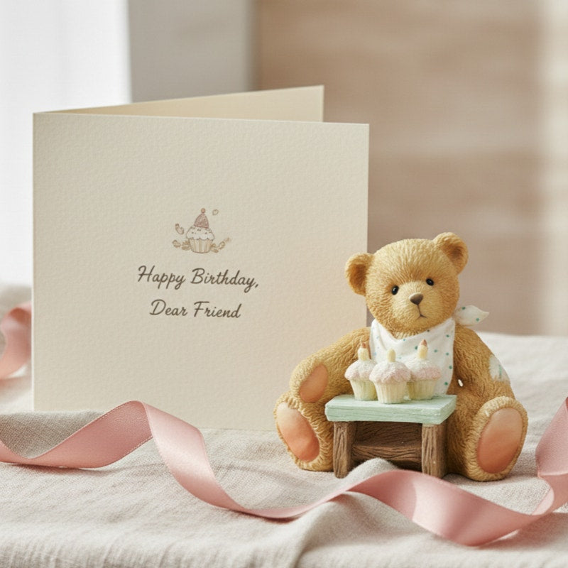 Vintage 1992 Cherished Teddies Age 3 “Three Cheers For You” Figurine | Priscilla Hillman for Enesco