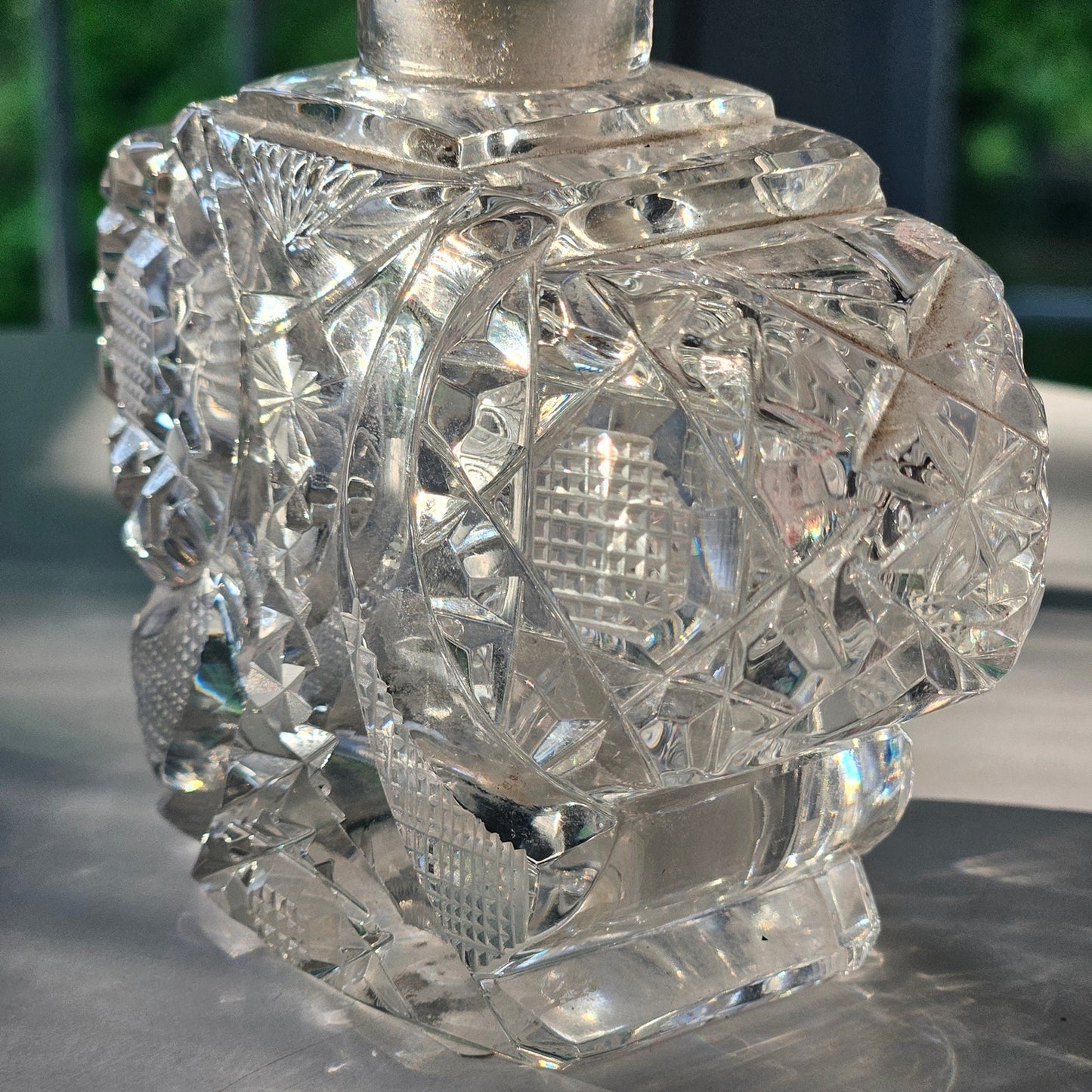 Vintage Czech Cut Crystal Winged Vanity Bottle