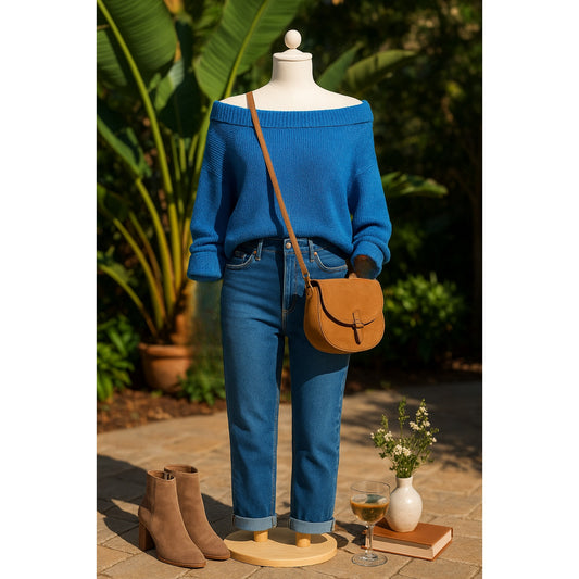 Edessa Pullover Knit Sweater Deep Sea Combo Blue | Women's M