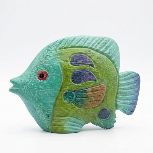 Vintage Mid-Century Hand-Carved Wooden Fish Figurine | 1960s–70s Coastal Art
