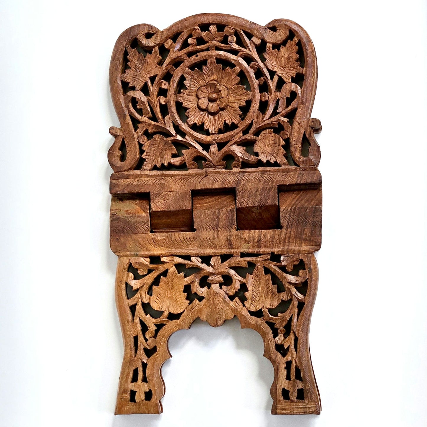 Hand Carved Wooden Folding Book Stand