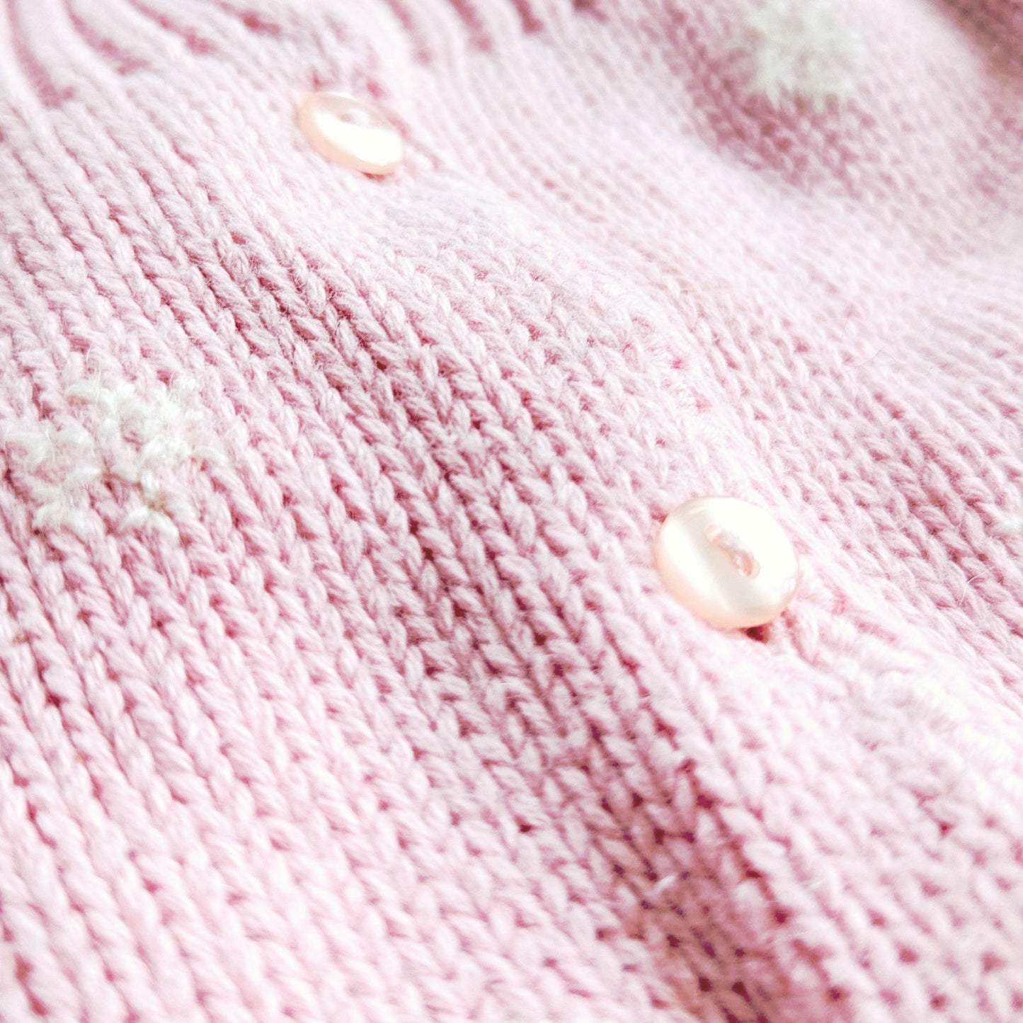 Talbots Kids Vintage 1990s Baby Girl Winter Cardigan | Pink Cotton Knit Sweater with Snowman Appliques | Puff Sleeves 12M | Eczema-Friendly