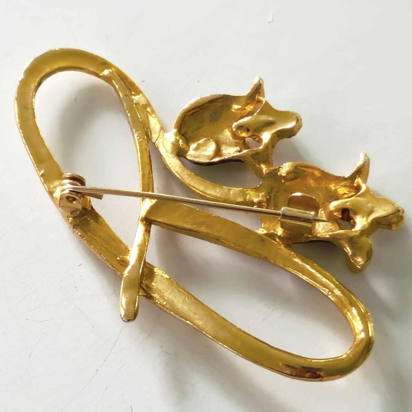 Vintage Gold Tone Rhinestone Floral Brooch