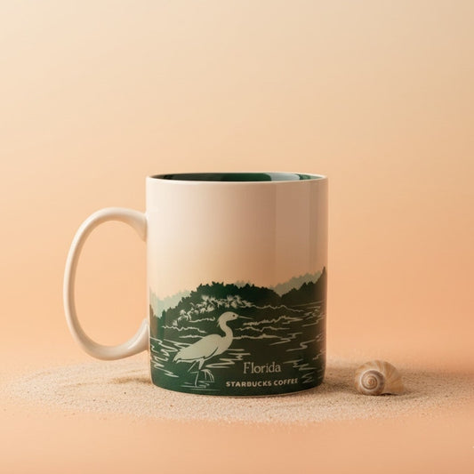 RARE Starbucks Florida Mug – 16 oz – Alligator & Heron Everglades Landscape – Collectible State Series