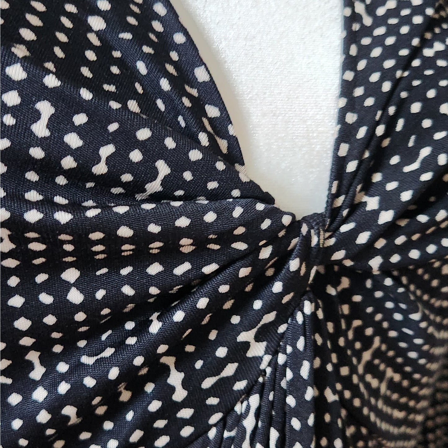 100% Silk Jersey Dress | Black & White Dot Print | Women's M