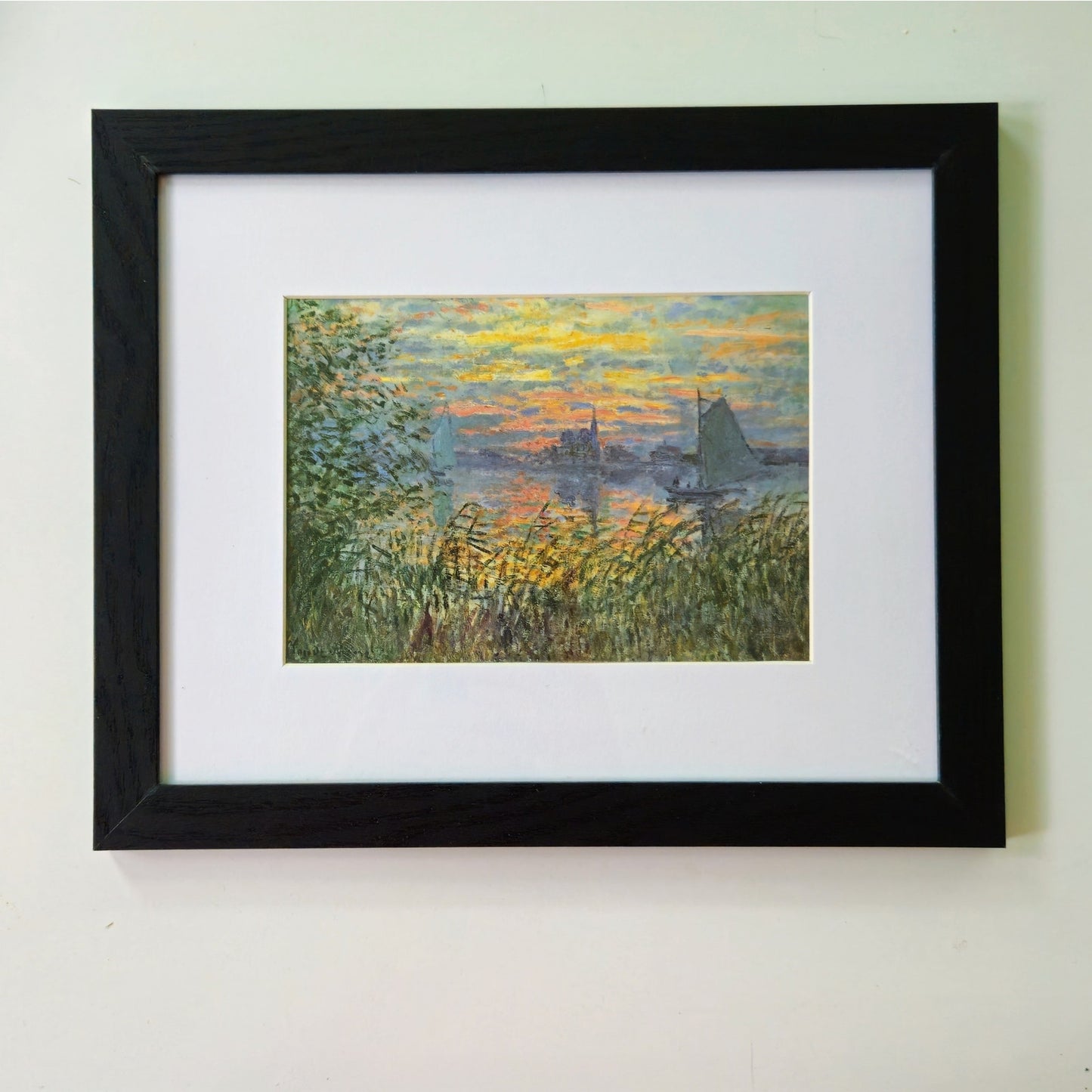 Marine View with a Sunset by Monet | Impressionist Seine River Framed Print