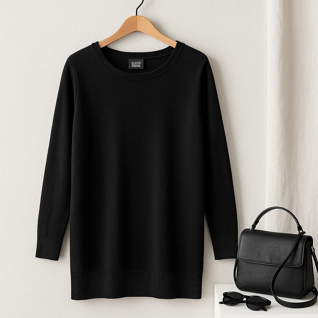 100% Merino Wool Black Tunic Sweater | Women's M | Italian Yarn