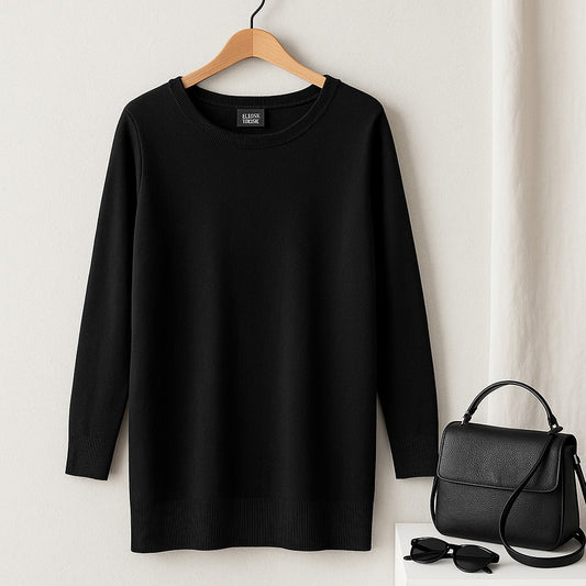 100% Merino Wool Black Tunic Sweater | Women's M | Italian Yarn
